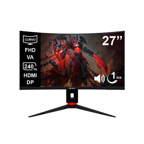 Monitor Teros Te-2764g 27 Pul Gaming Curvo FHD 1920x1080 240hz – 1ms Audio Out 2hdmi 2dp